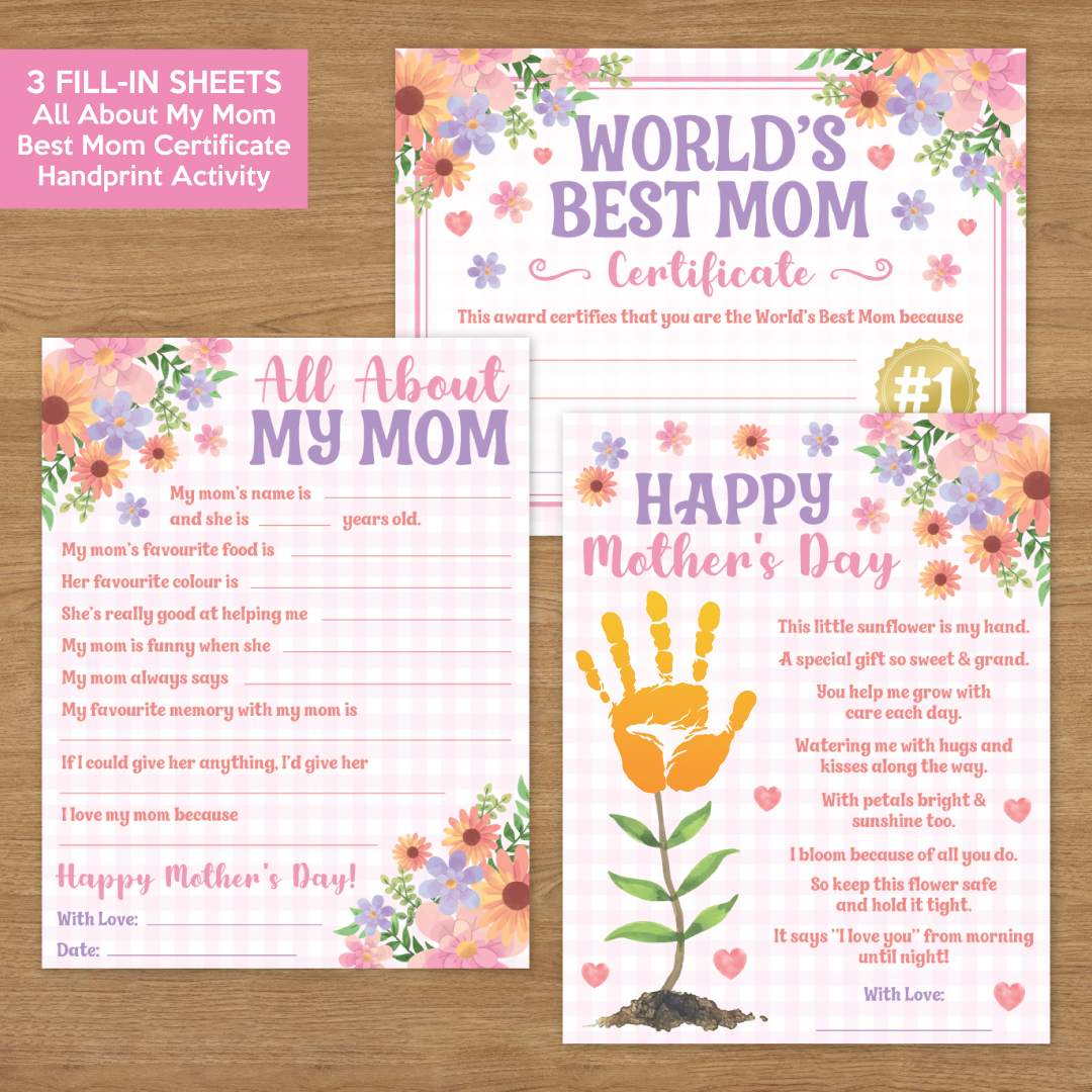 Mother's Day Activity Sheet Kit – 3 Piece Set